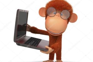 Обезьяна за ноутбуком
