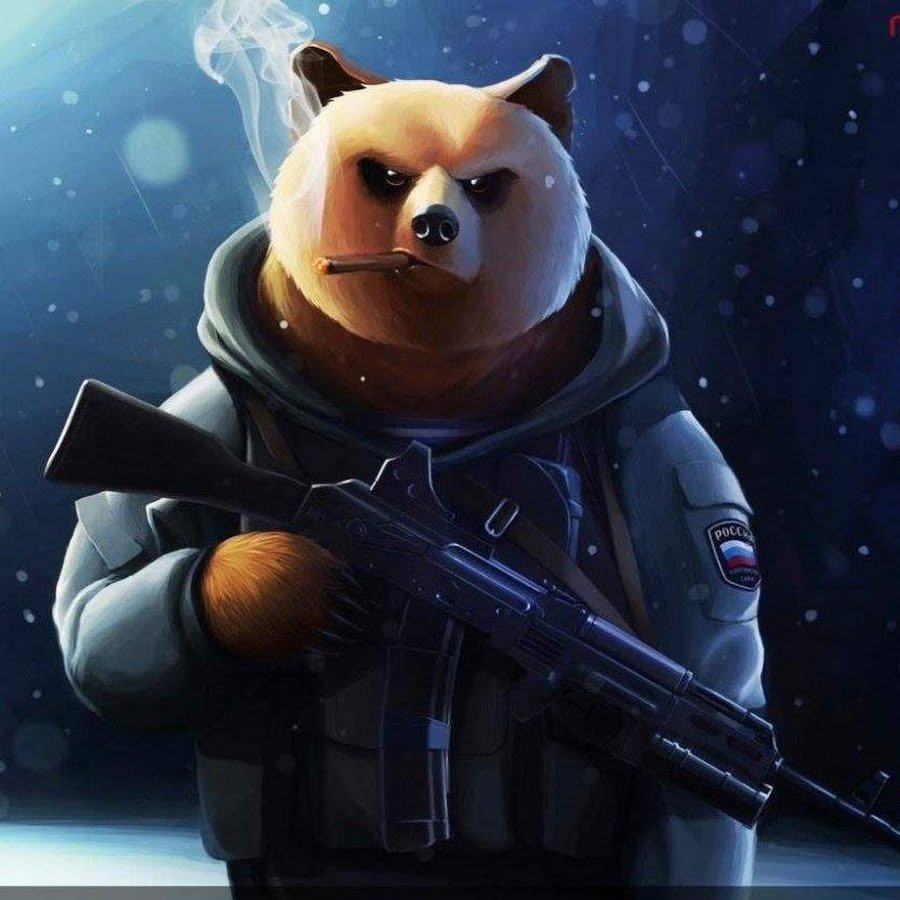 Медведь в шапке ушанке с балалайкой