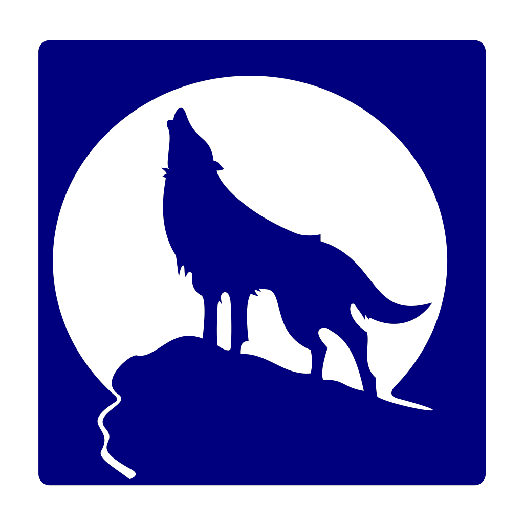 Трафарет волка воющего на луну