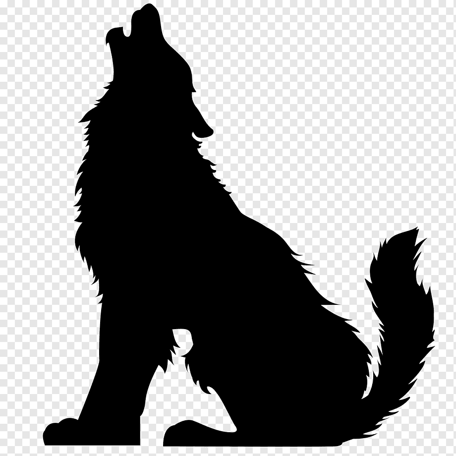 Силуэт воющего волка без фона