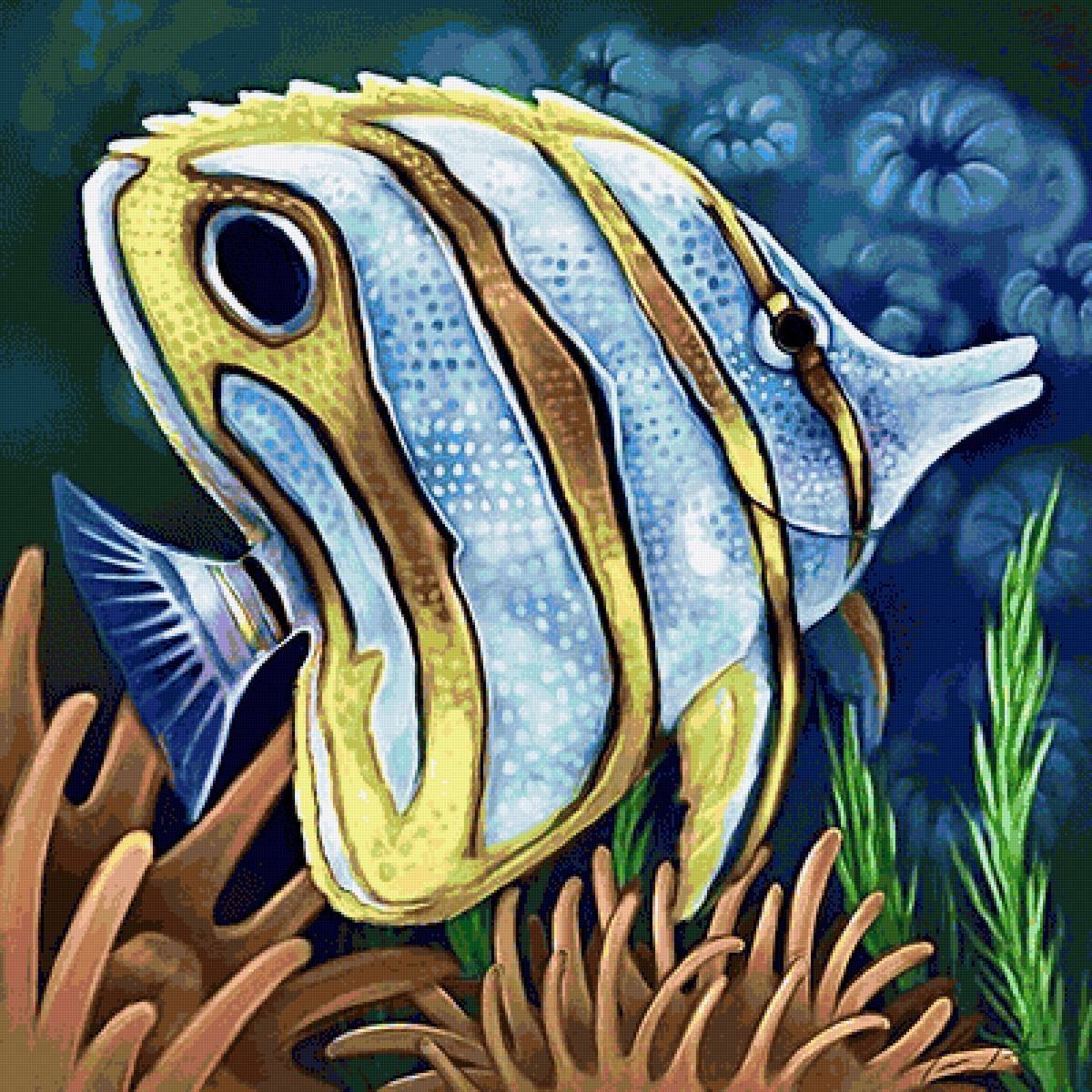 Тропические рыбки живописью