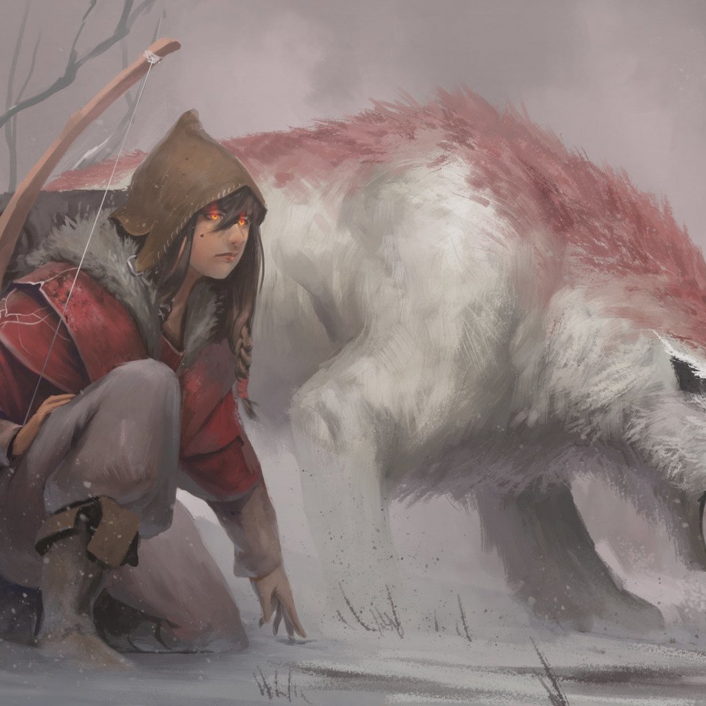 Охотница в лесу