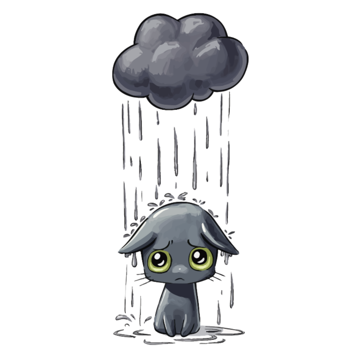 Грустный котик арт