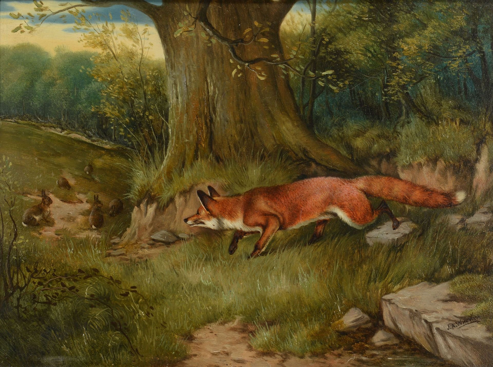 Fox hunt. Фокс Хантинг. Пейзаж с лисой. Лиса охотится. Охота лисы.