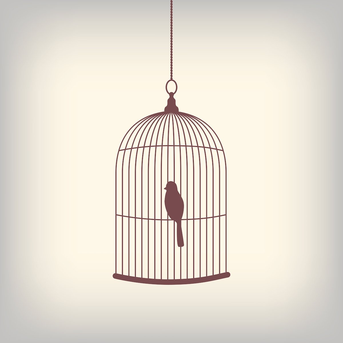 Человек в клетке птицы