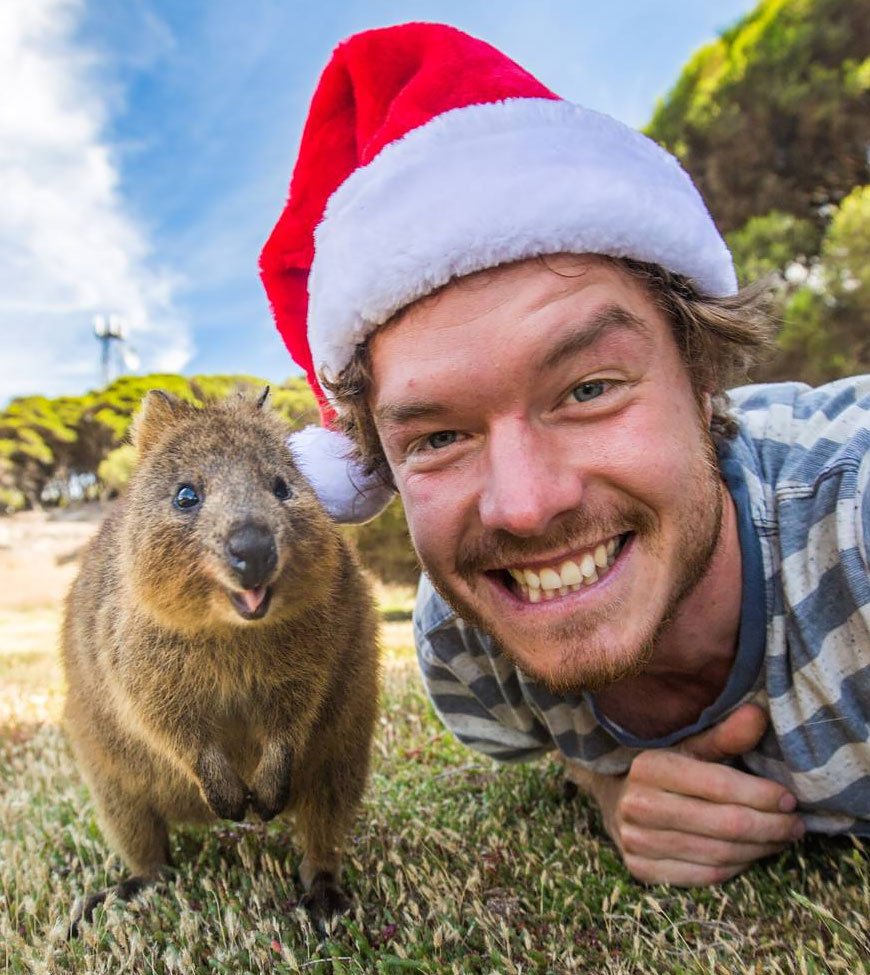 Аллан Диксон селфи с животными