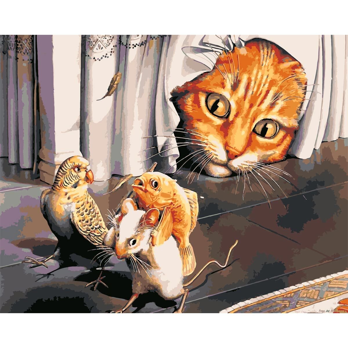 Кошка дружит с мышкой