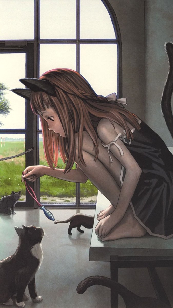 Девочка кошка арт