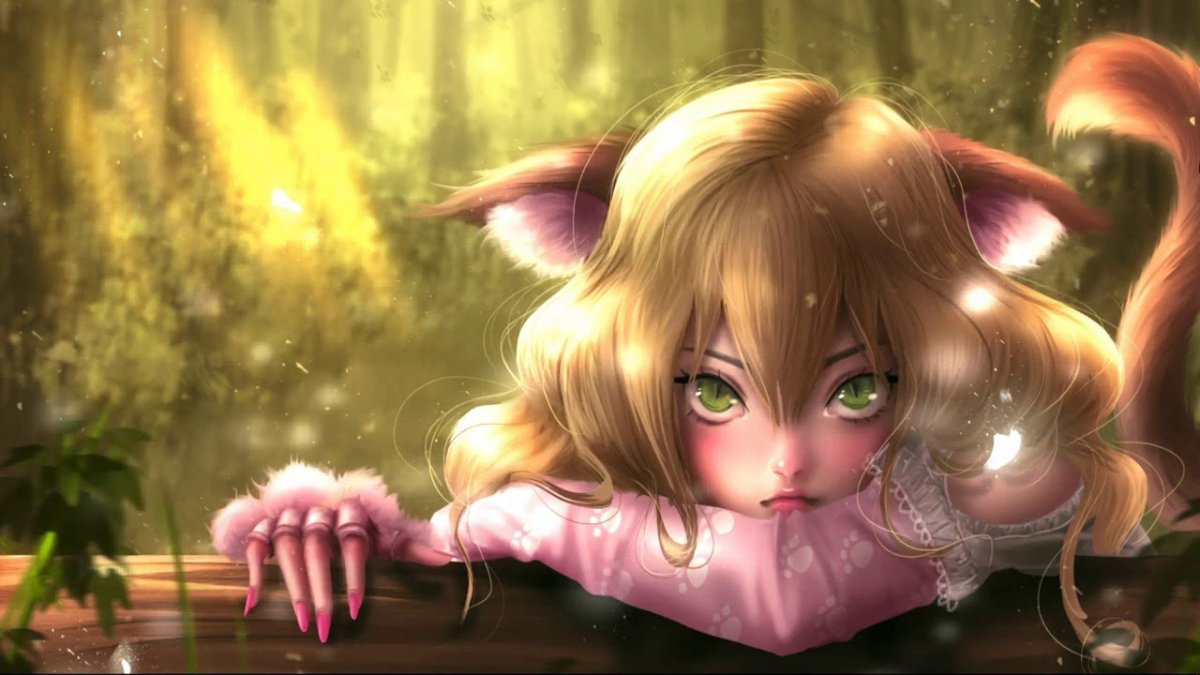 Аниме девушки животные