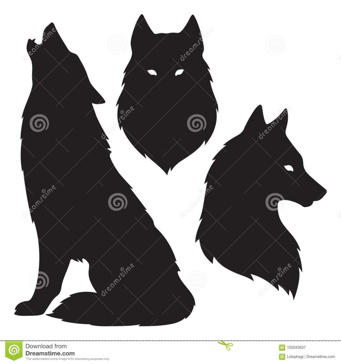 Силуэт лежащего волка