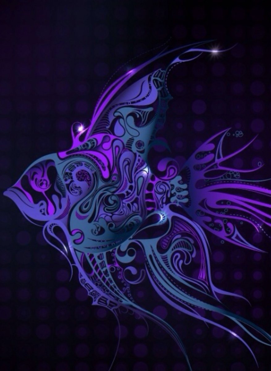 Фиолетовый фон с рыбками