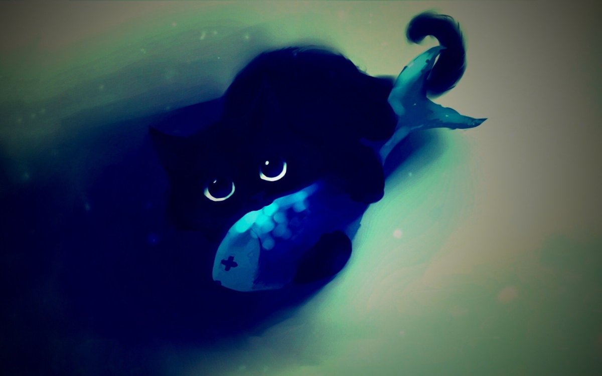 Милые котики на темном фоне