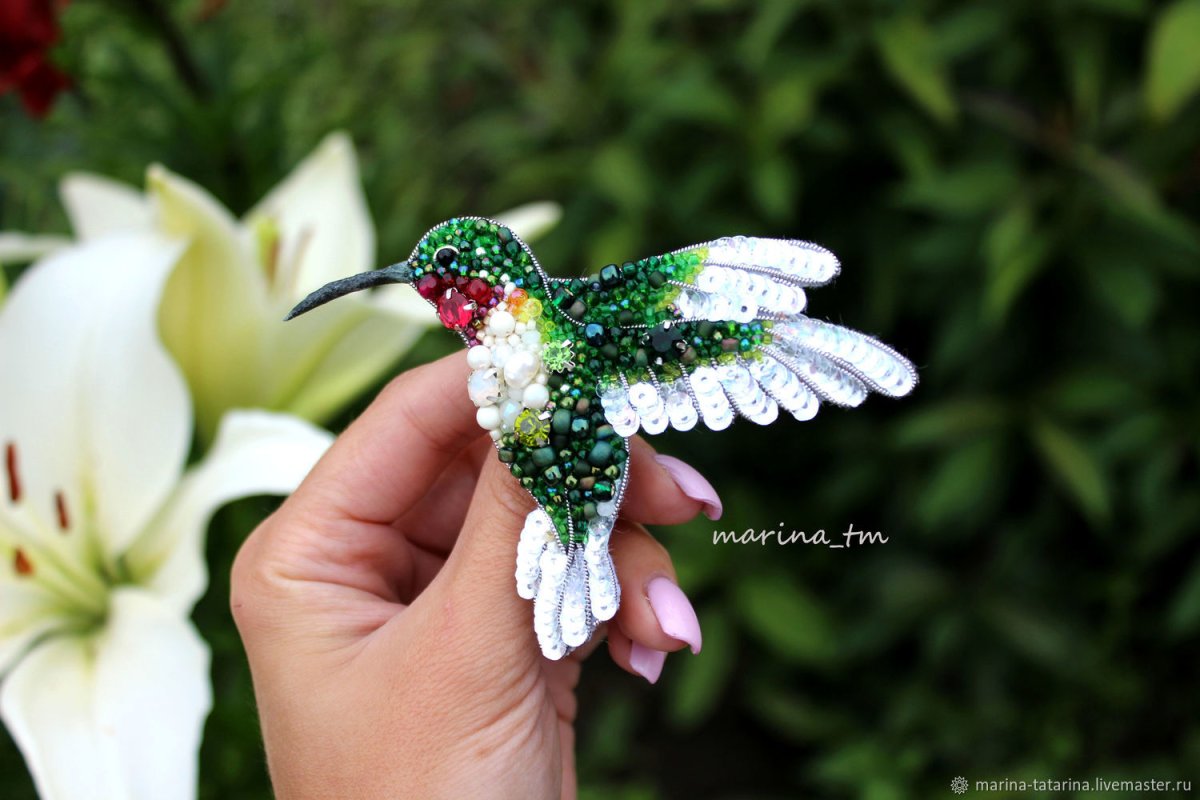 Брошь Колибри из полимерной глины