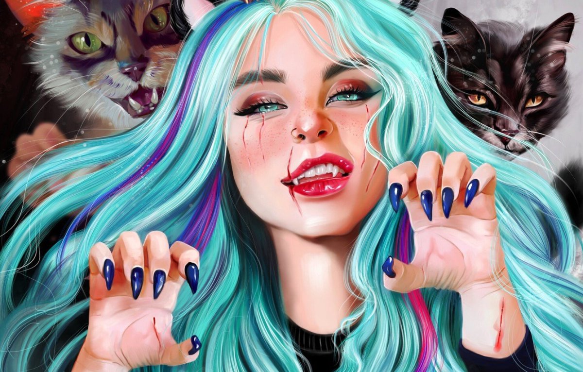 Дерзкие котики нарисованные