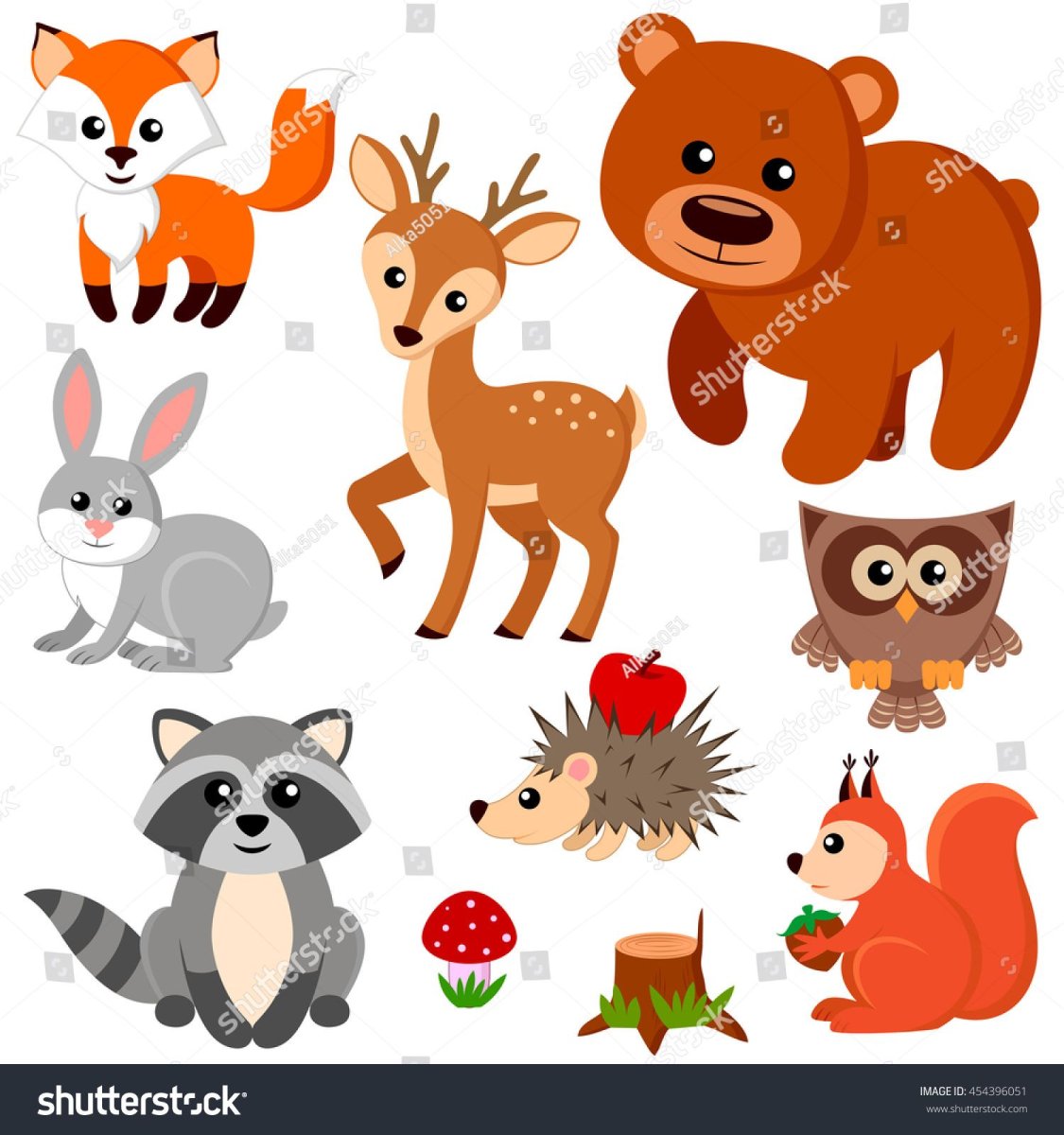 Лесные звери мультяшные