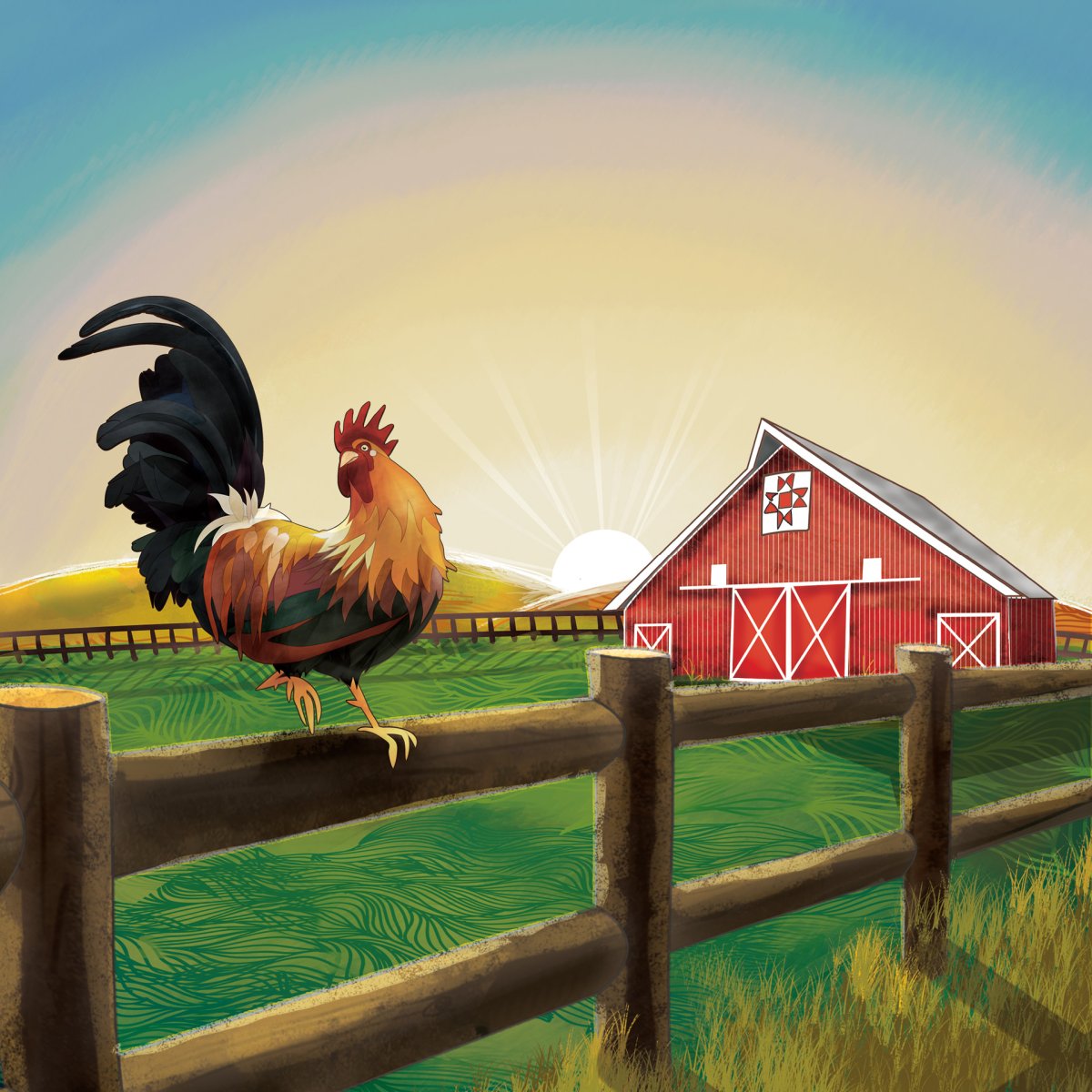 Петух в деревне