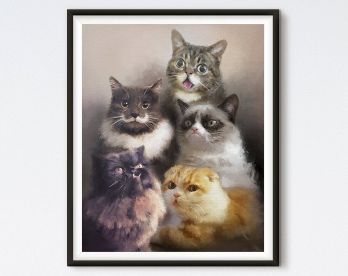 Семья котиков арт