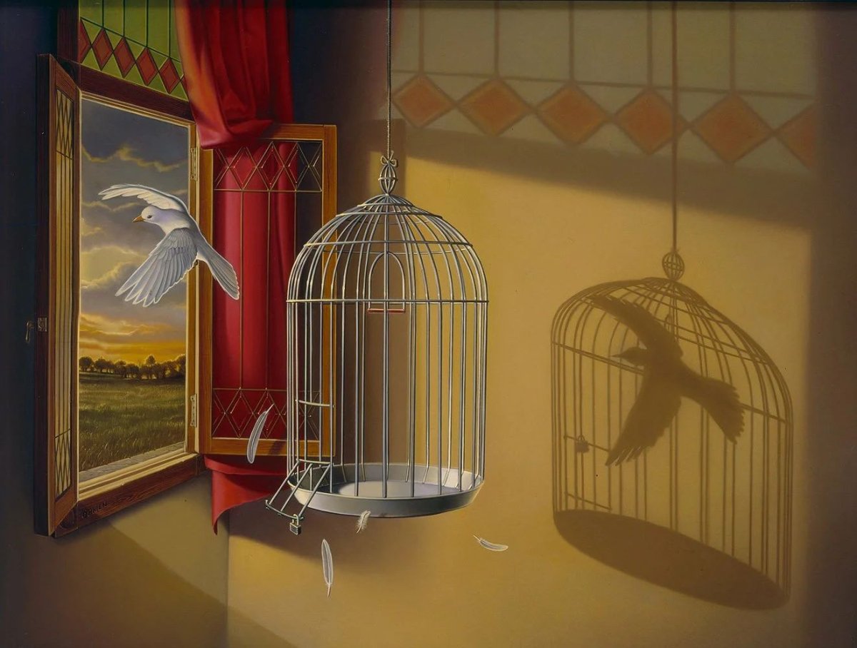 Птичка в клетке иллюстрация