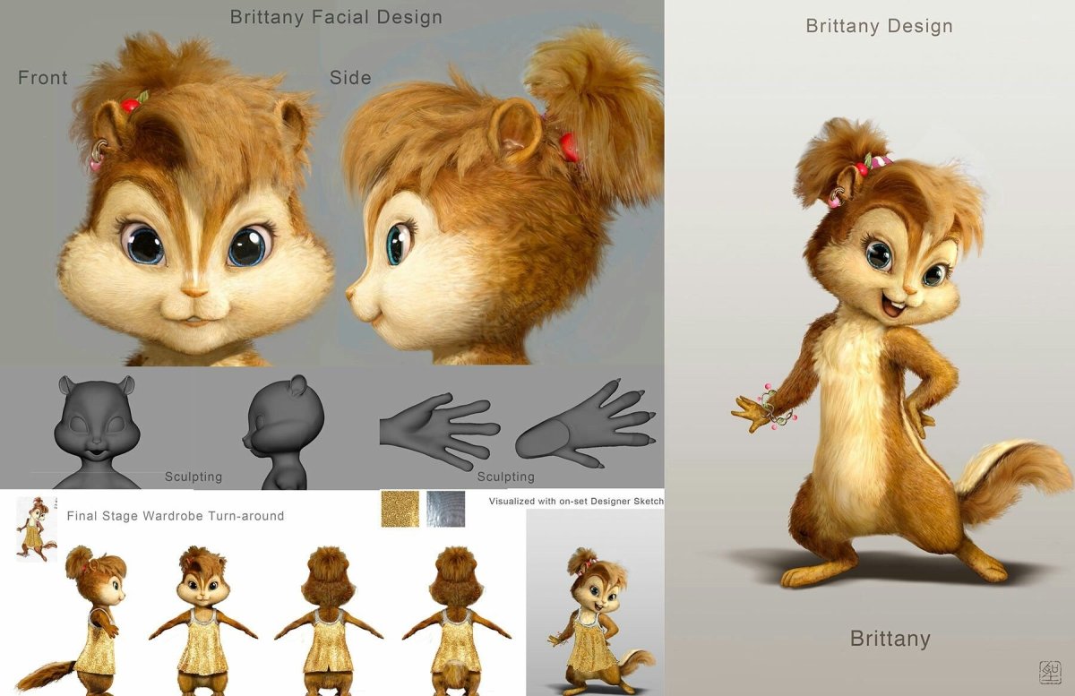 Элвин и бурундуки Британи рисунок