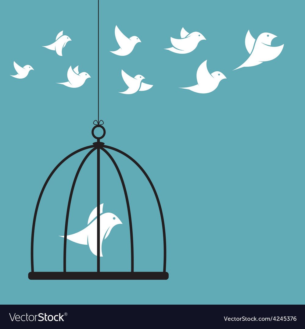 Птица в клетке силуэт