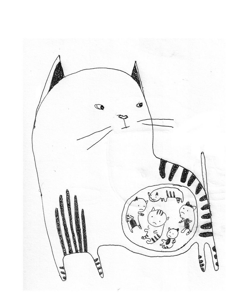 Беременная кошка рисунок