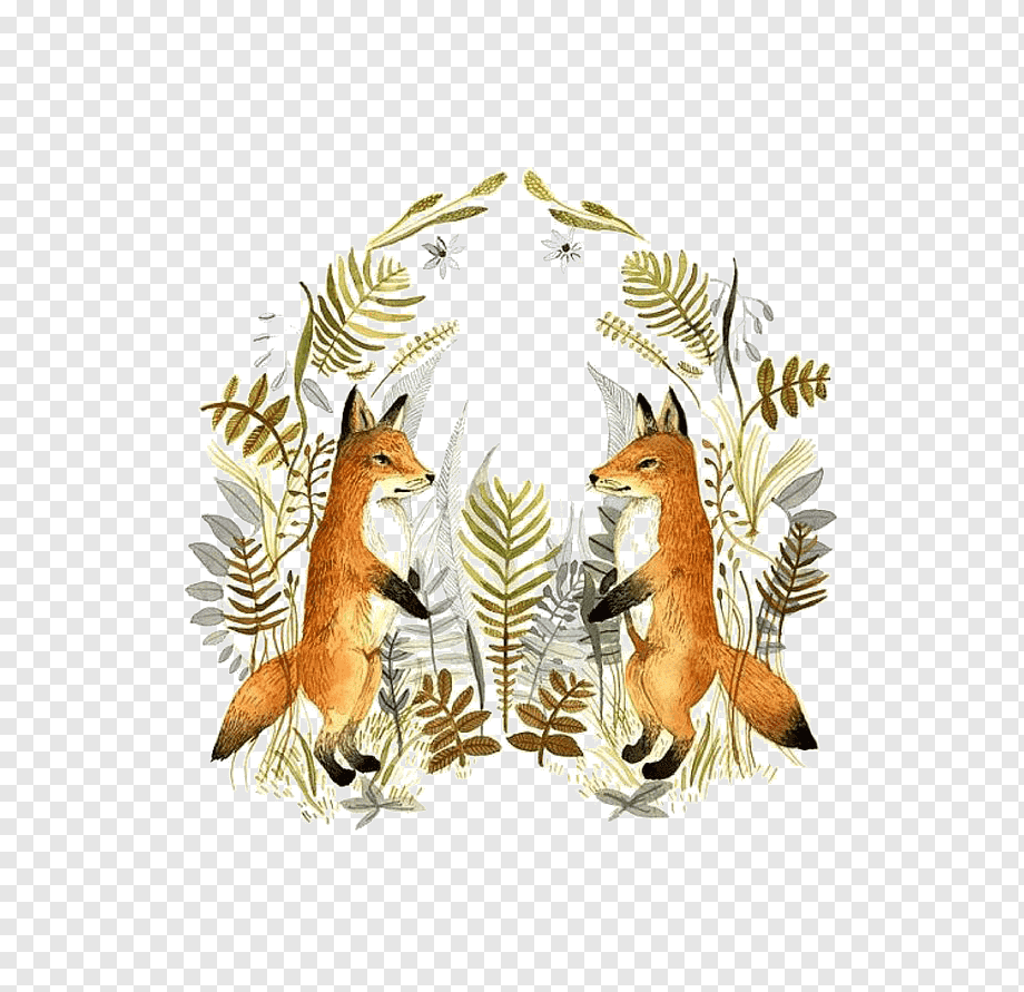 Свадьба лисы акварель