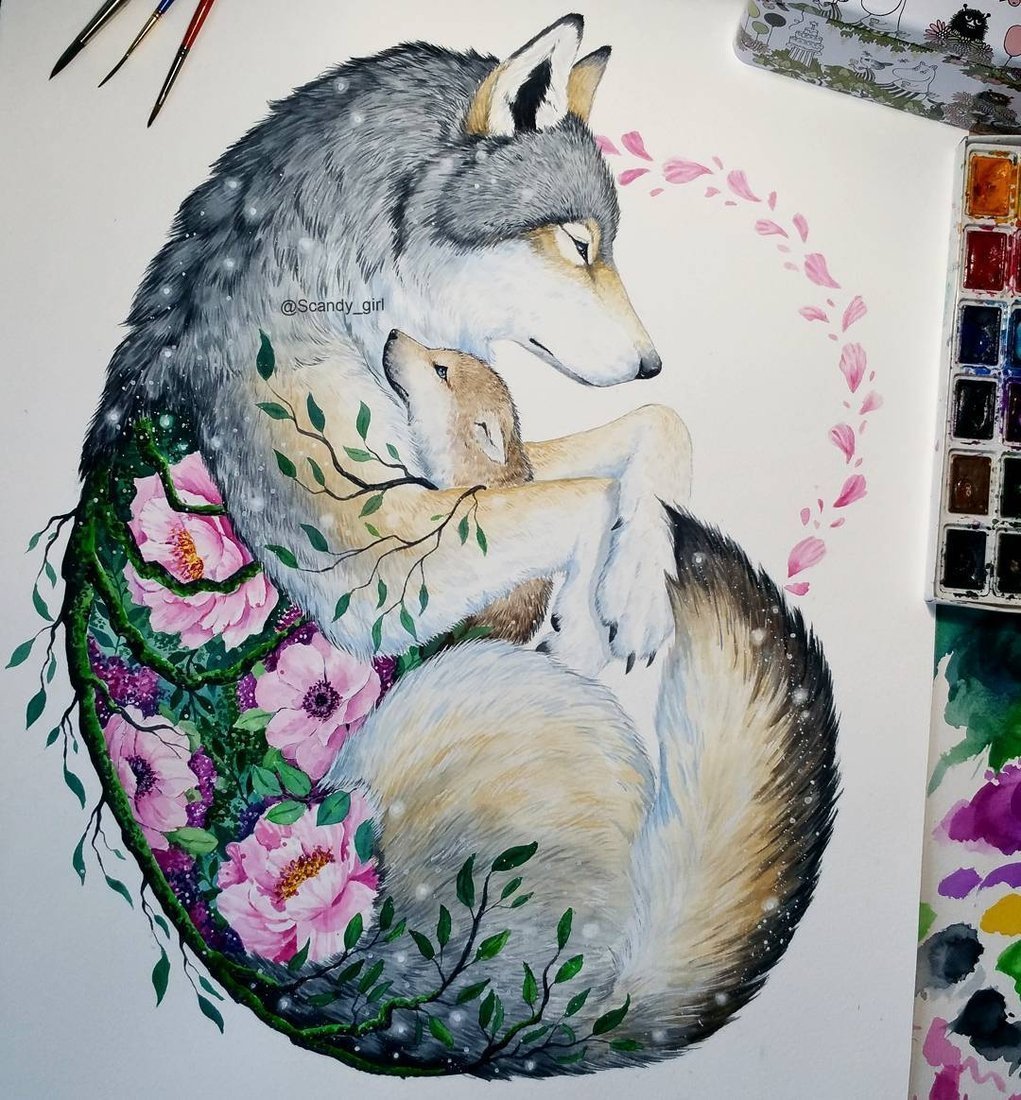 Волк и лиса эскиз