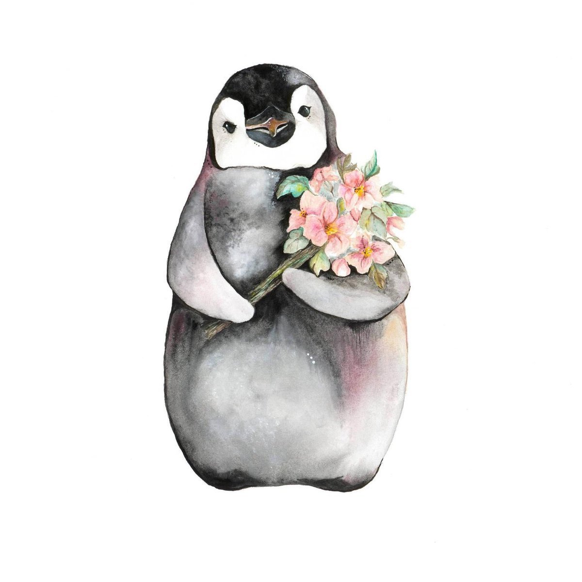 Пингвинчик с цветами