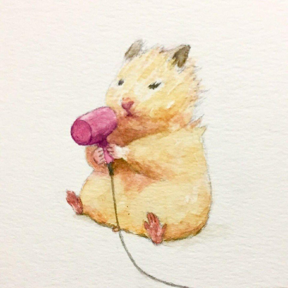Хомяк акварелью
