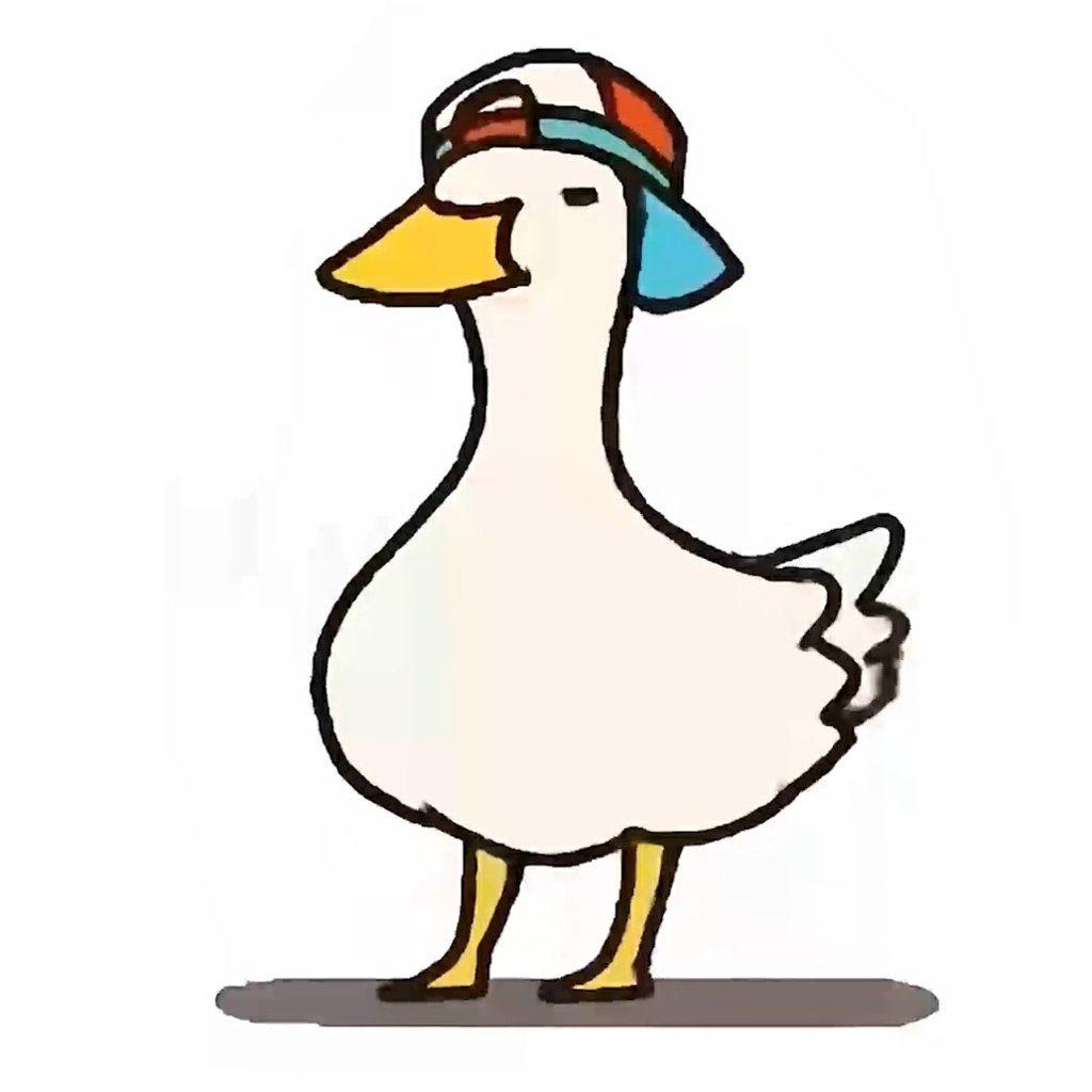 Утка в кепке танцует