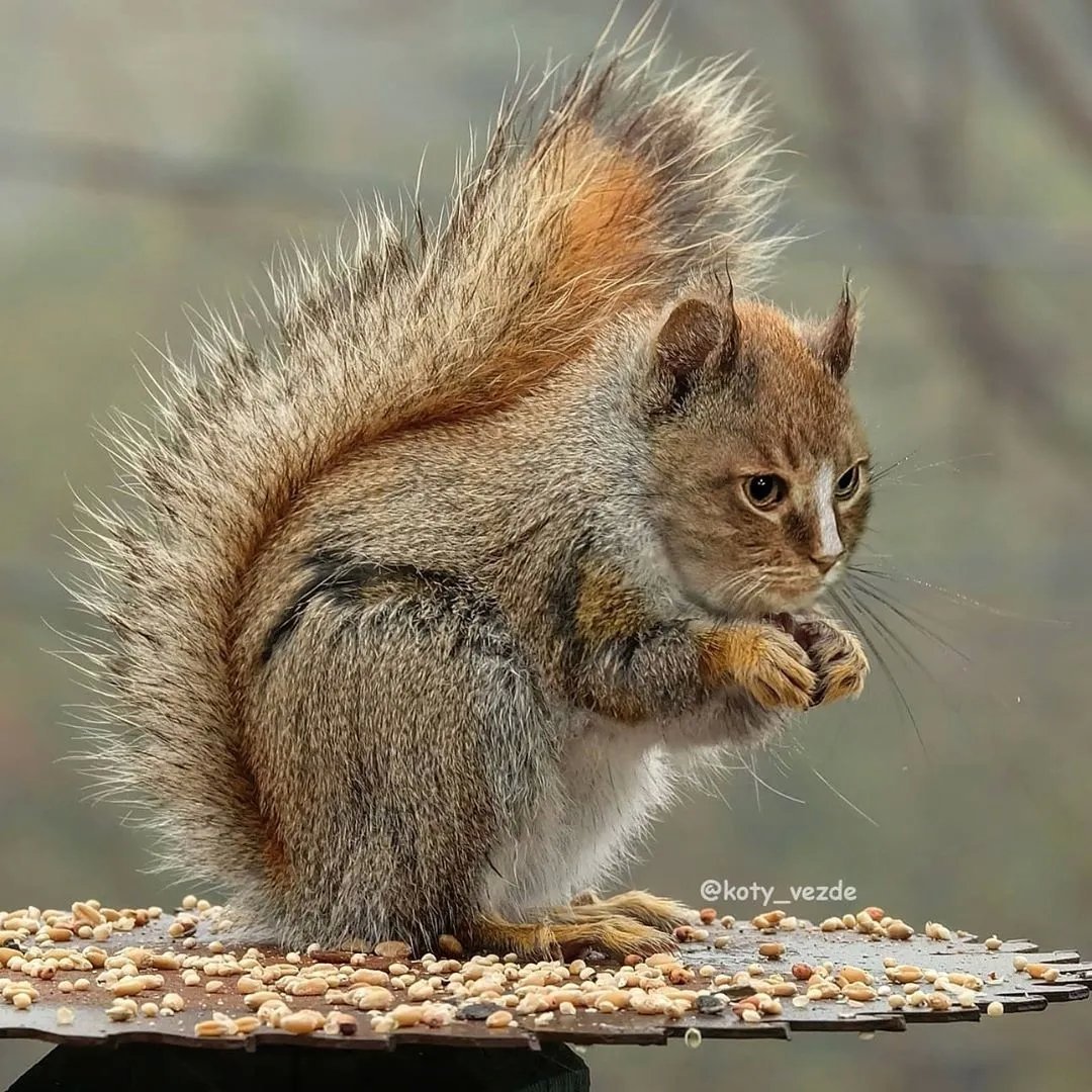 Белка и кот