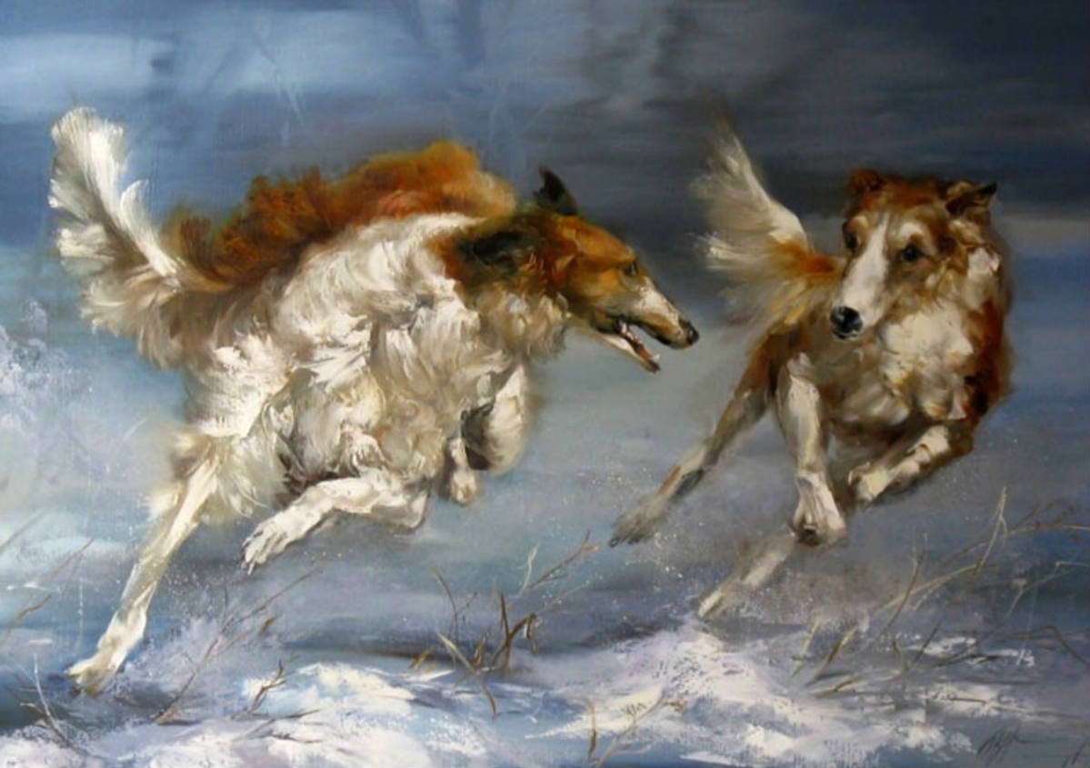 Русская псовая борзая картины художников