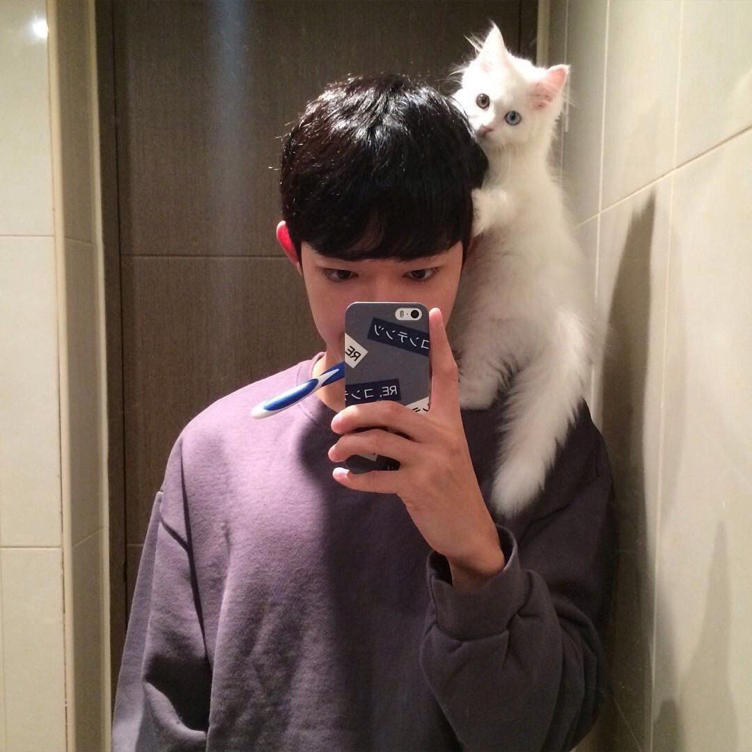 Парень с котом Эстетика