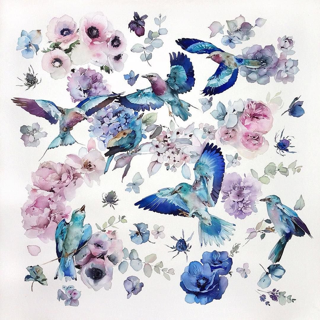 Цветы и птицы