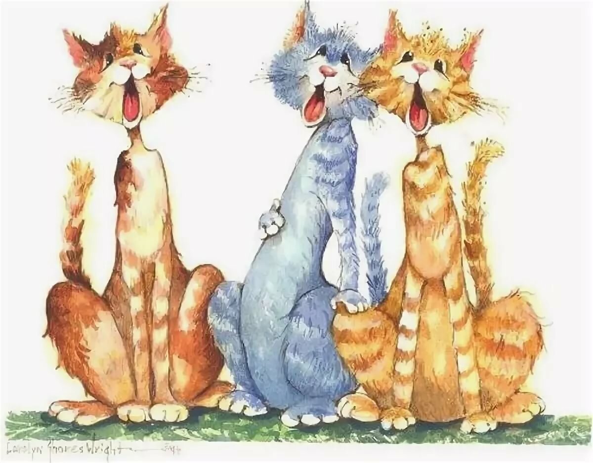 Веселая кошка рисунок