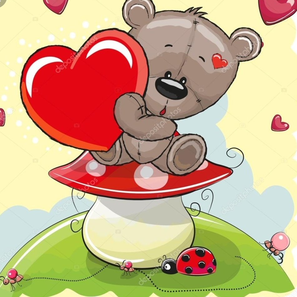 Медвежонок обнимает сердце