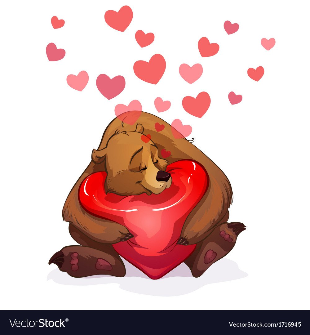 Медвежонок держит сердечко