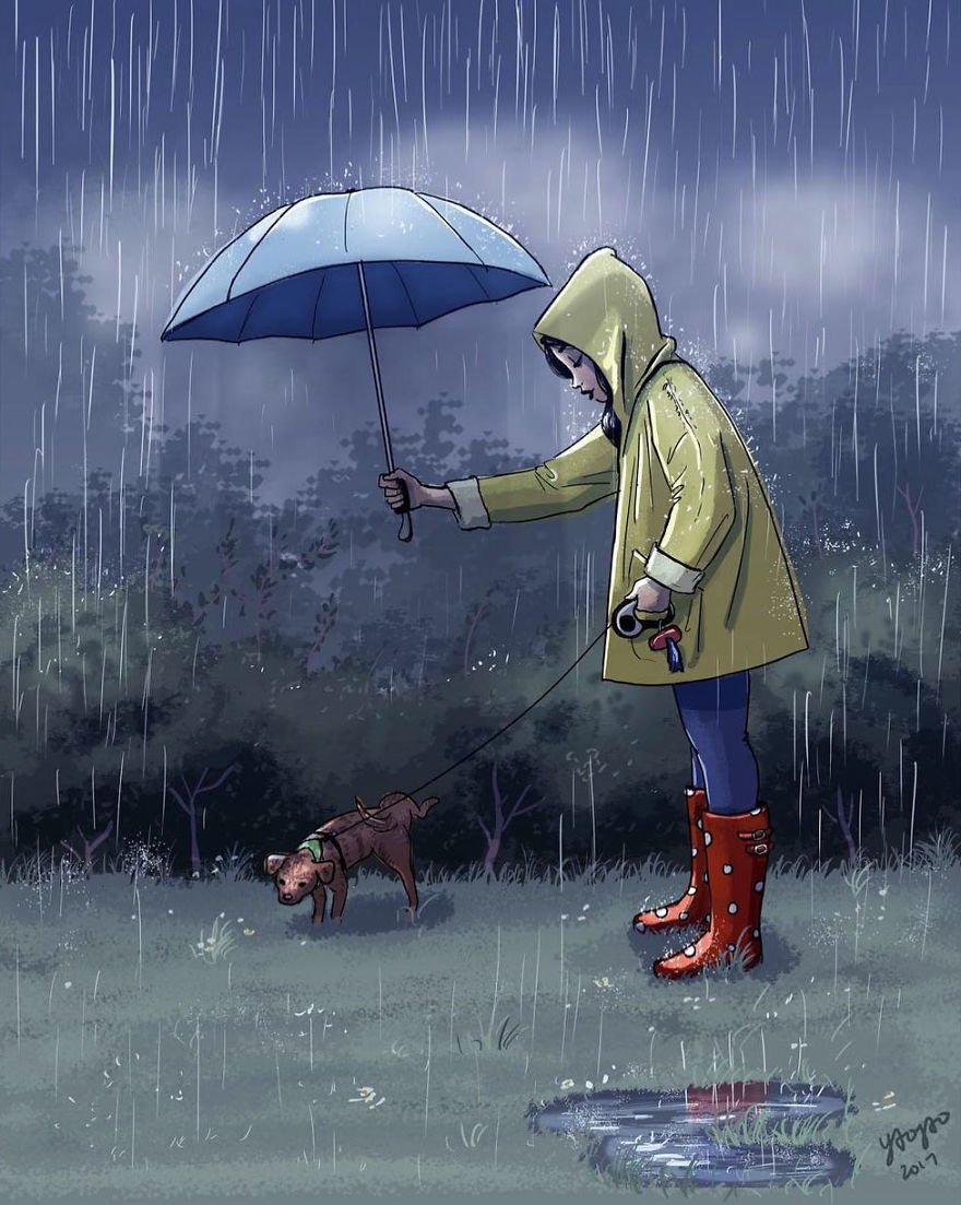 Щенок под зонтиком