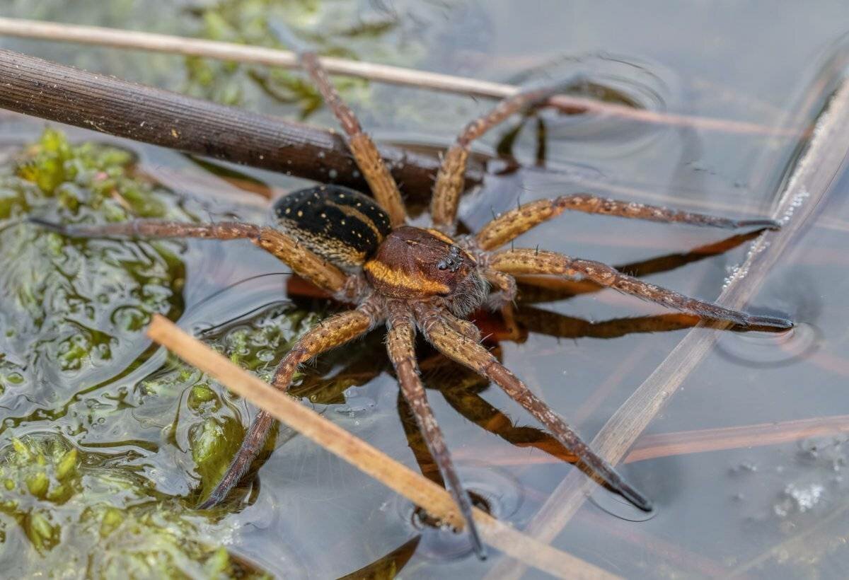 Паук каёмчатый охотник (Dolomedes fimbriatus)