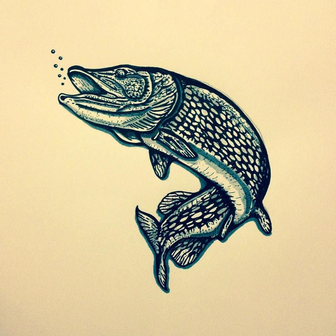 Тату рыба щука