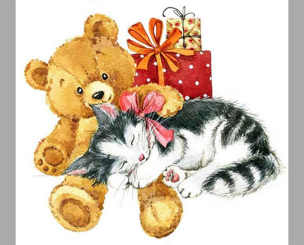 Открытки с мишками и котиками