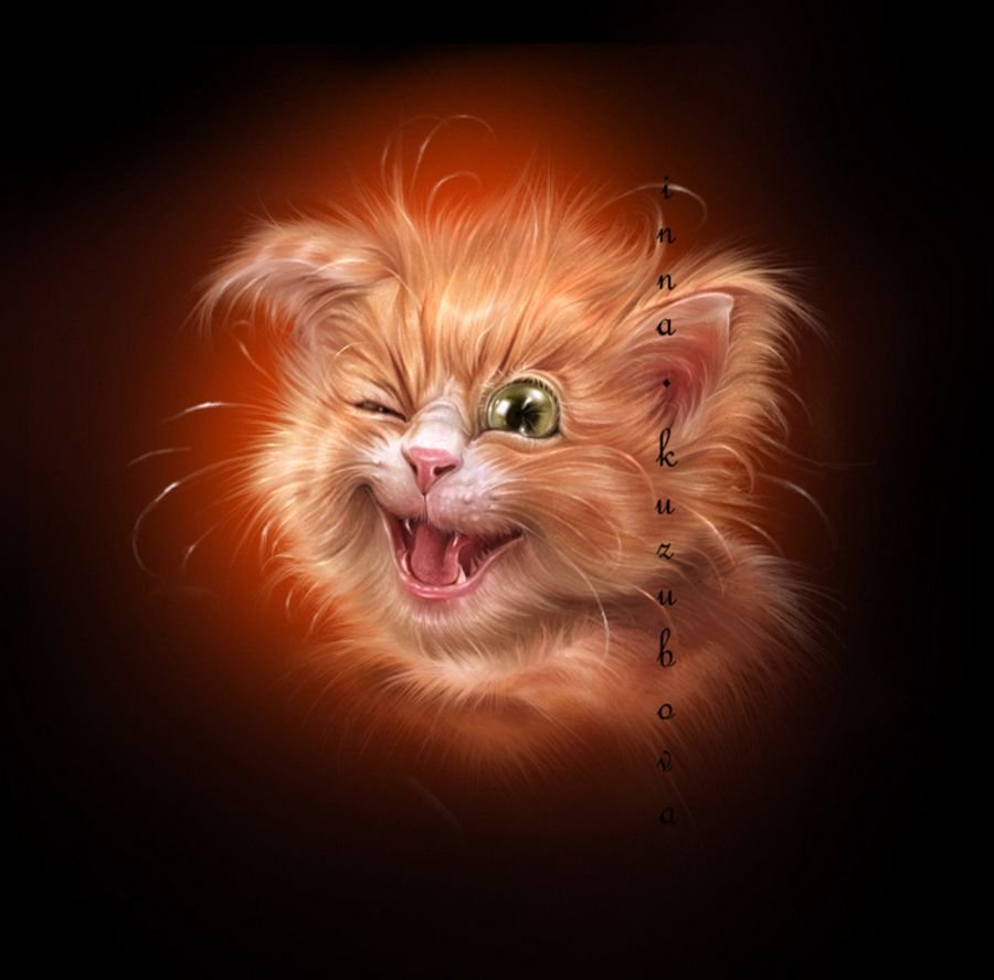 Рыжий кот улыбается