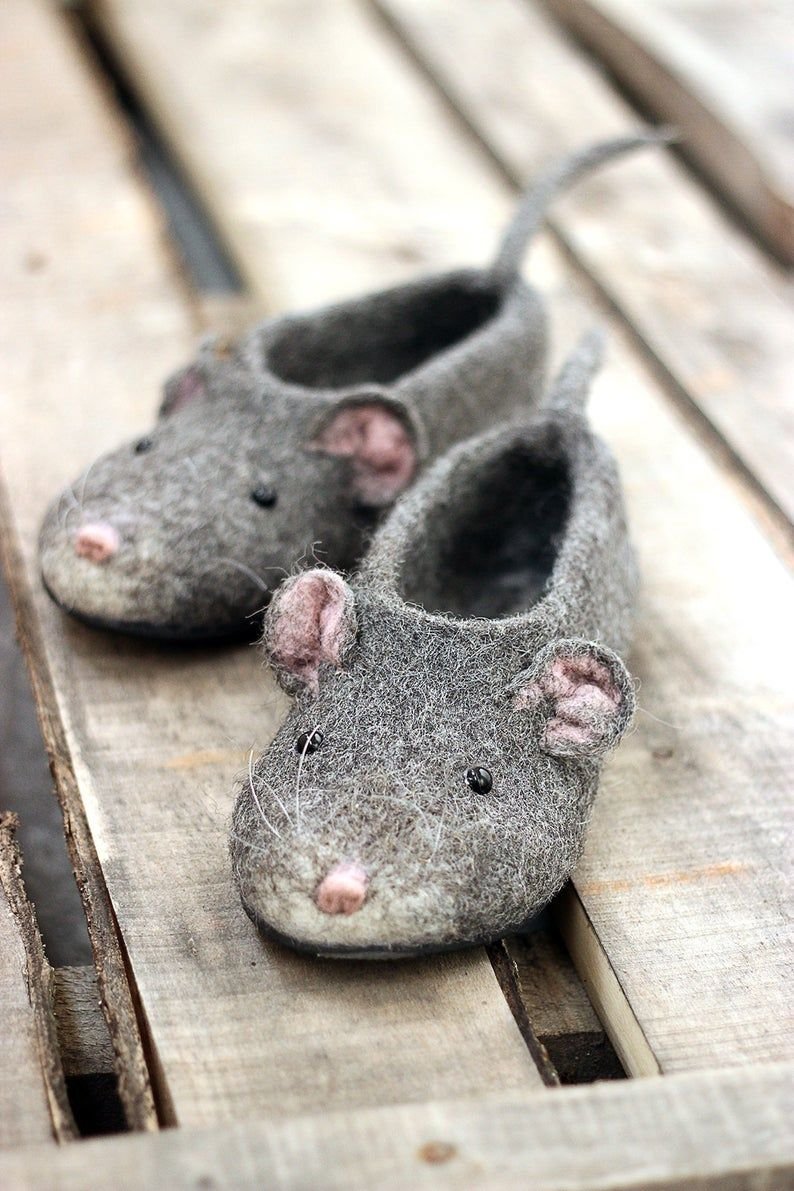 Тапки войлочные мышка