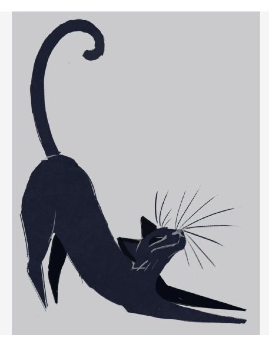 Кошка потягивается рисунок