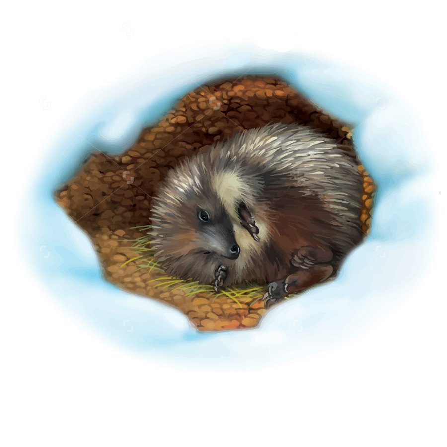 Ежик в норе спит