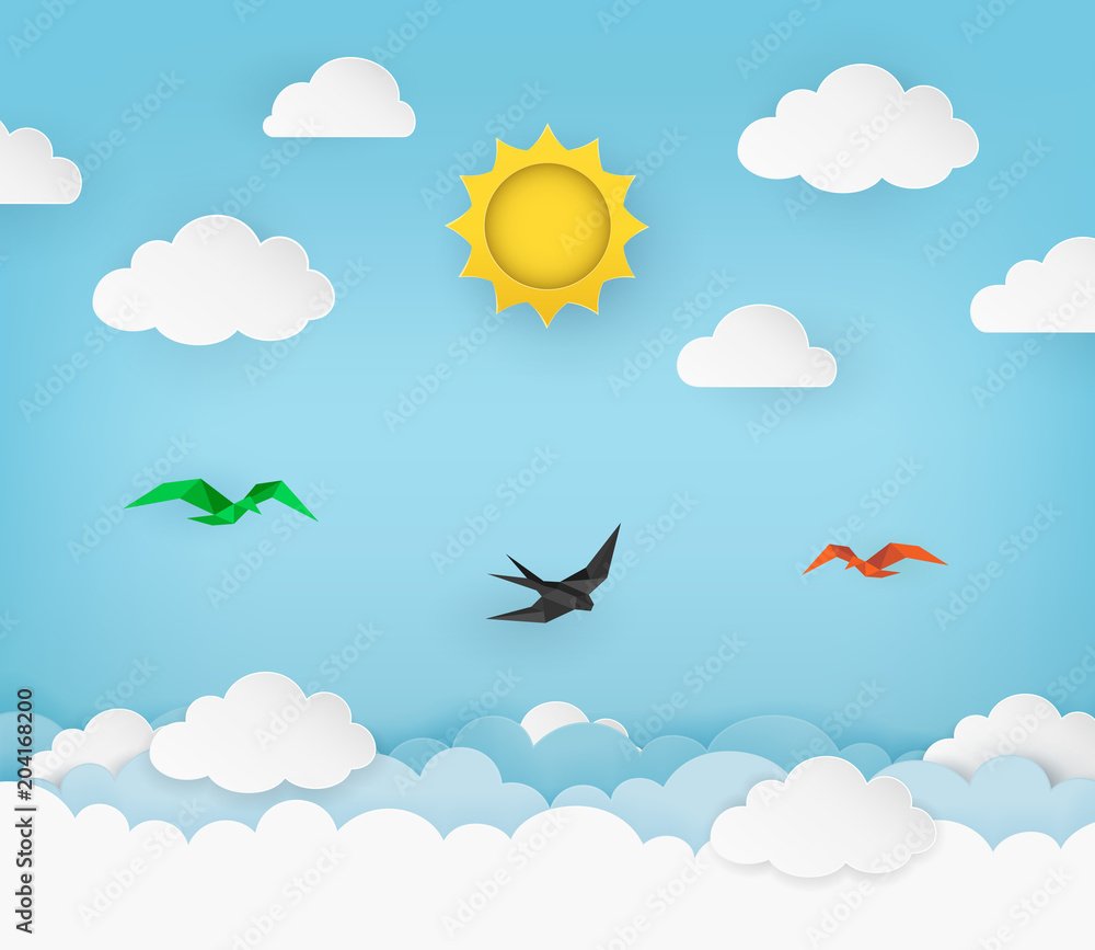 Птичка в небе с солнышком