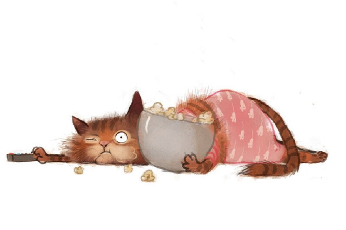 Сонный кот рисунок