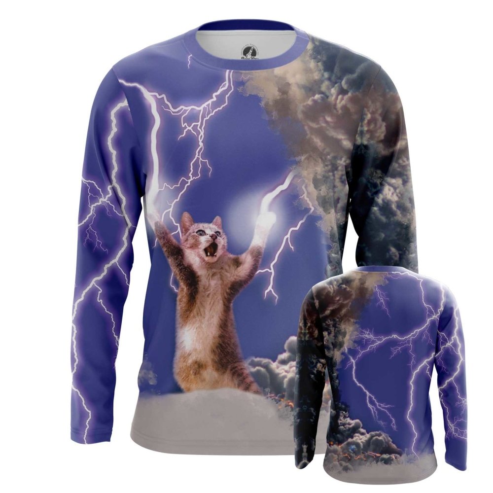 Футболка кот с молниями