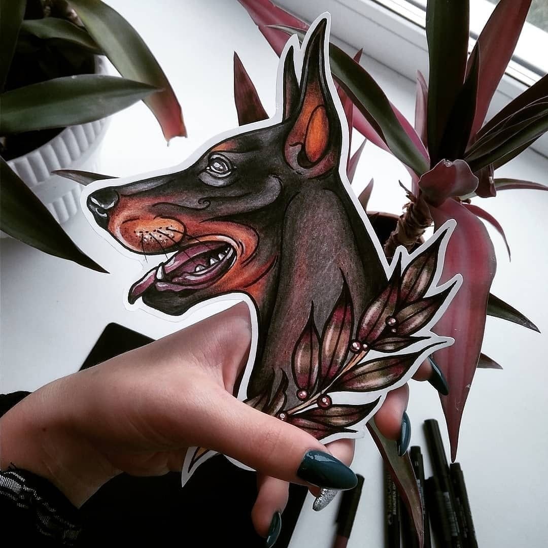 Тату традишнл Доберман