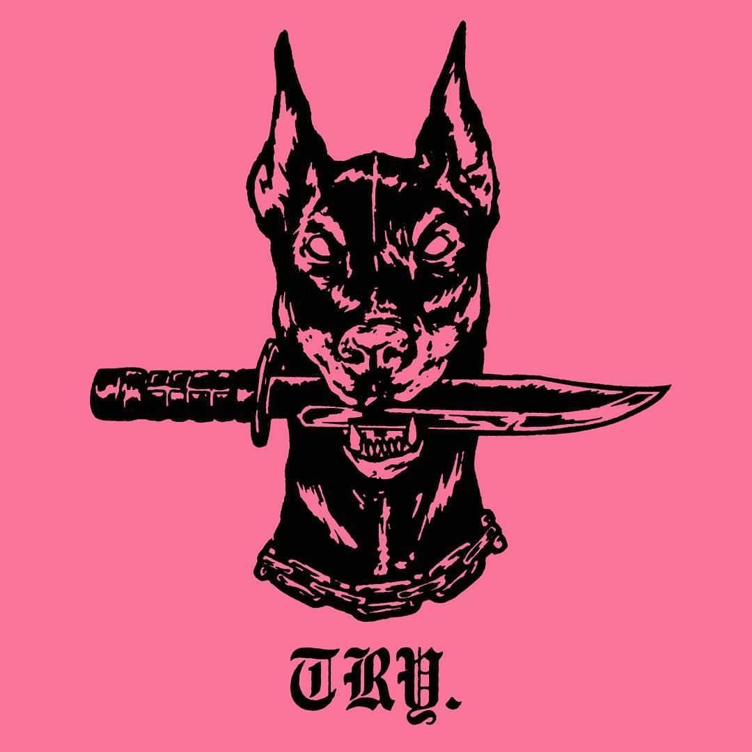 Тату Доберман с ножом